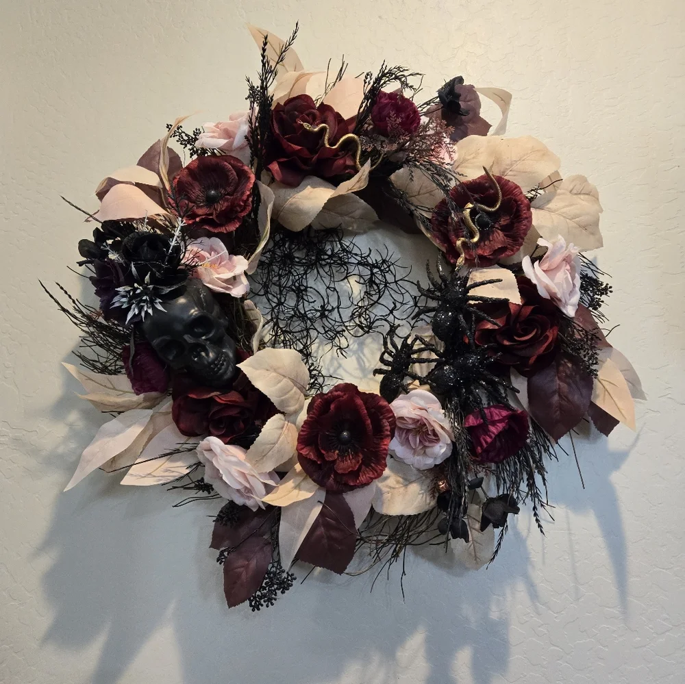 Halloween Wreath by Ashland Skulls Snakes and Spiders With Haunting Beauty